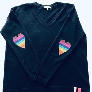 Lisa Todd cashmere  sequin heart patch sweater M